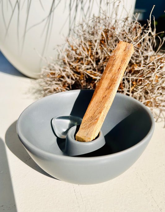 Palo Santo Keramikhalter inkl. Angel Aura Trommelstein und Palo Santo Holz