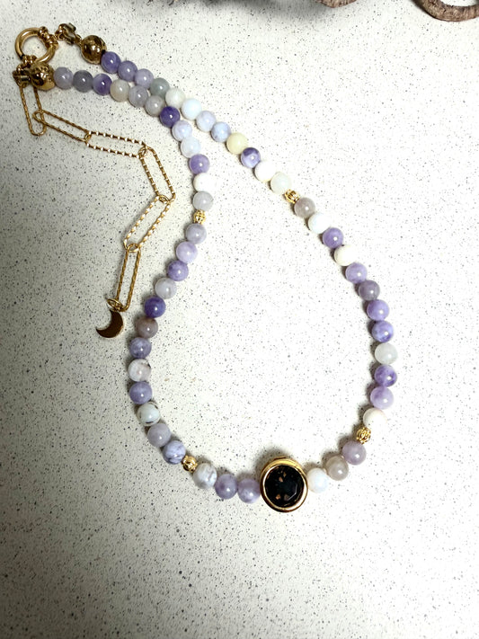 Alchemia - Violet Flame · Opal & Rauchquarz Collier | Limited Edition