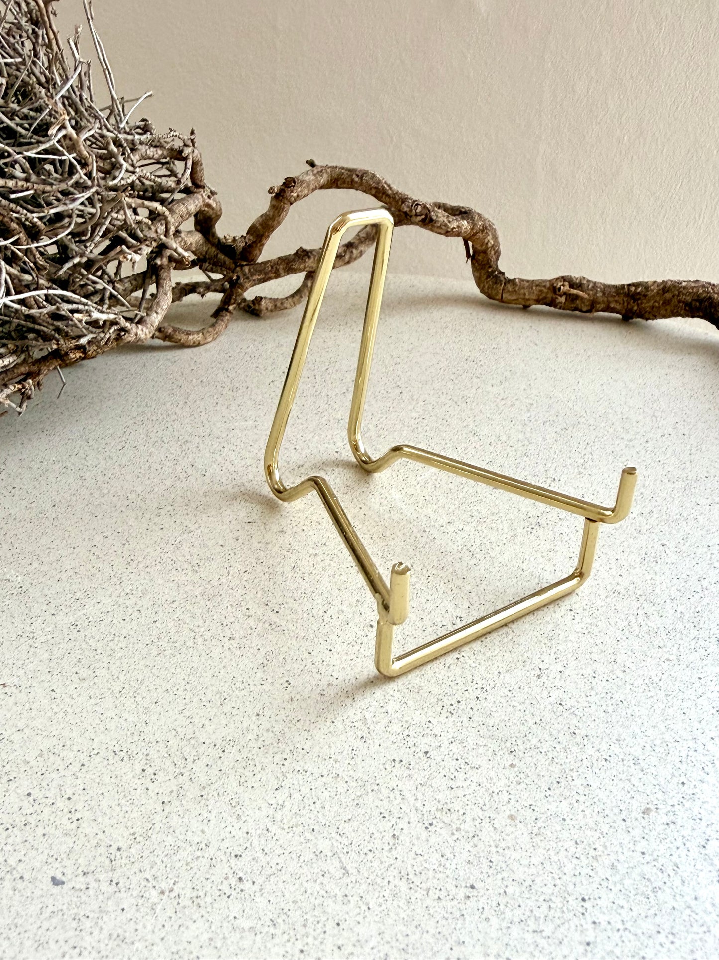 Metallständer Gold – schlichter Kristallhalter für Scheiben & Carvings (6x7cm)
