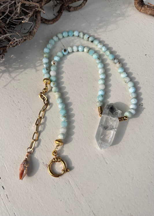 Oshun-Hemimorphit & Inclusion Quartz Handmade Kette | Limited Edition