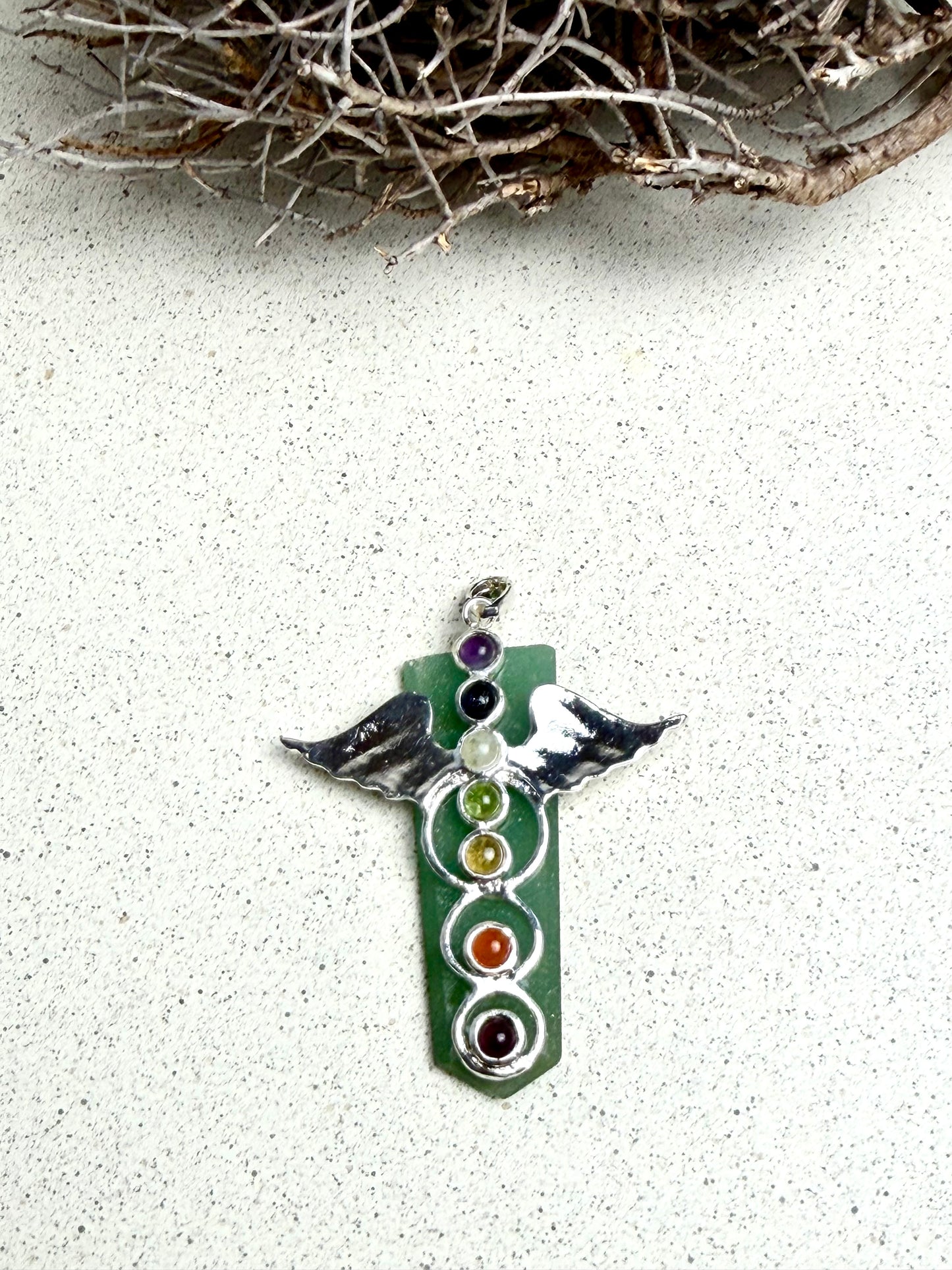 Chakra Anhänger mit Engelsflügel Einzelstücke