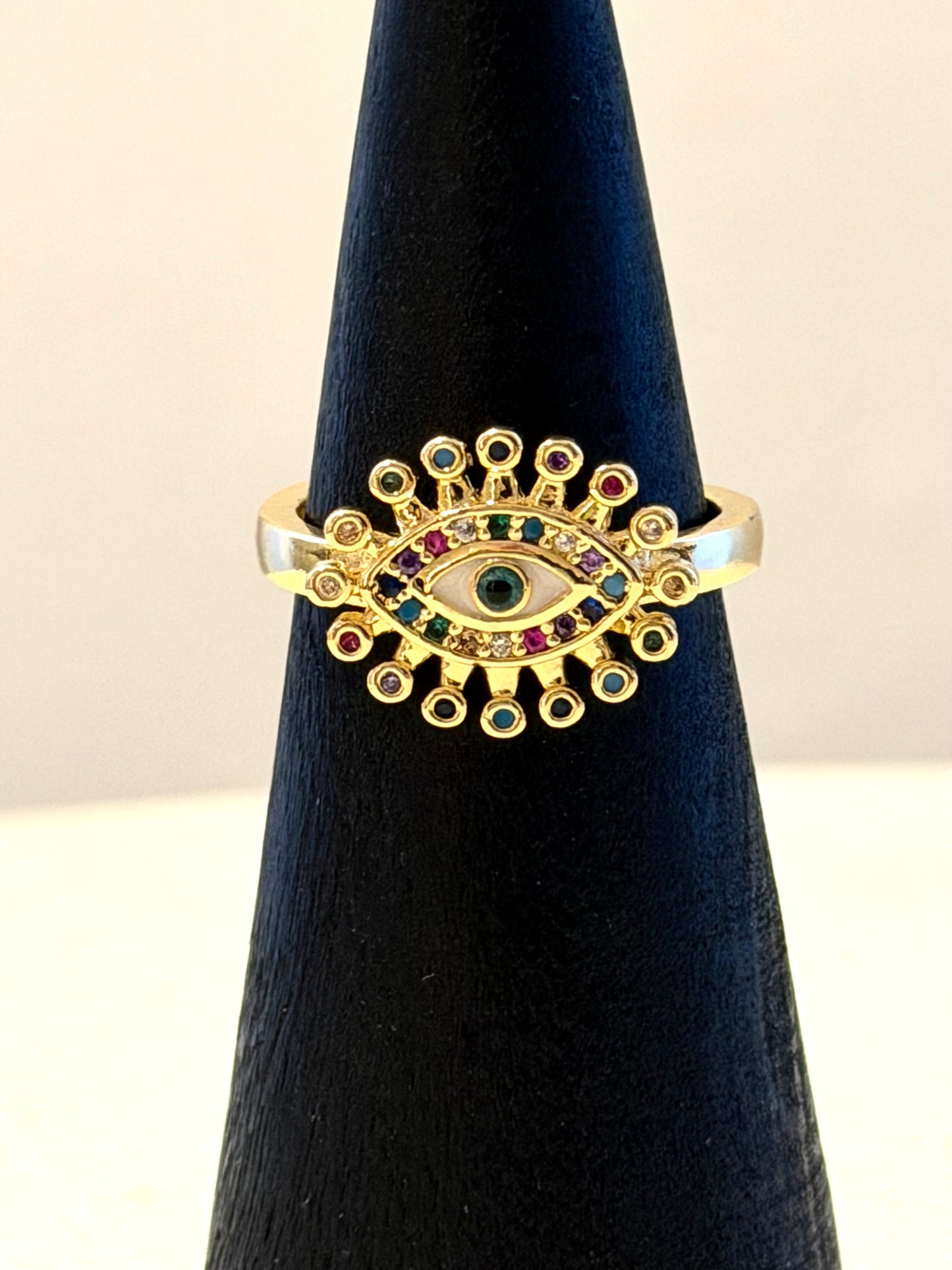 Mystic Eye Ring – Zirkonia · verstellbarer Edelstahlring