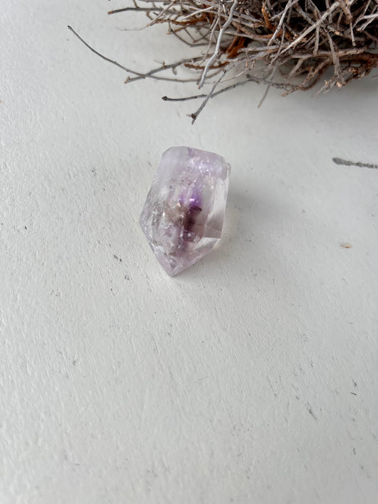 Gebohrte Amethyst-Rauchquarz-Kristalle