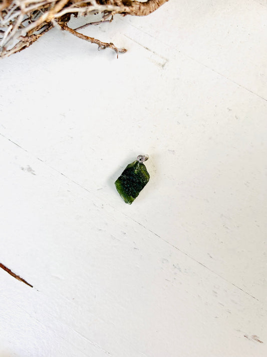 Moldavit Anhänger  |  925 Silberöse | Einzelstücke