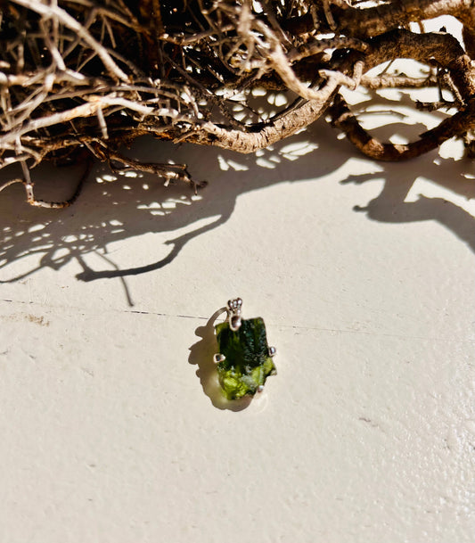 Moldavit Anhänger | 925 Silber gefasst