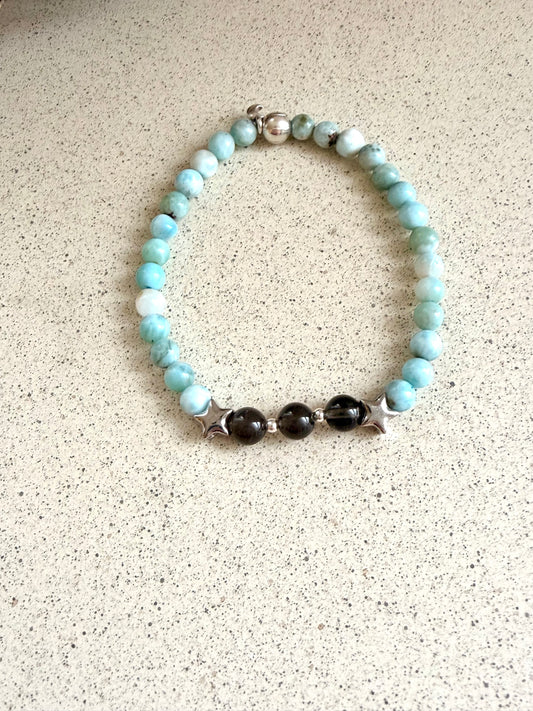 STARDUST COLLECTION – Tektit × Larimar Armband | Silber | Limitiert
