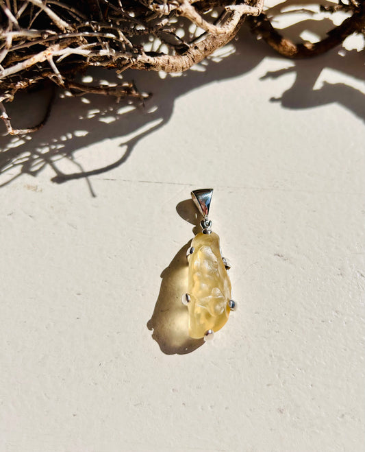 Lybisches Wüstenglas Anhänger | 925 Silber