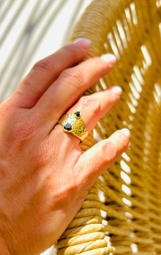 Es Vedrà - Ring aus Edelstahl mit Schmuckstein