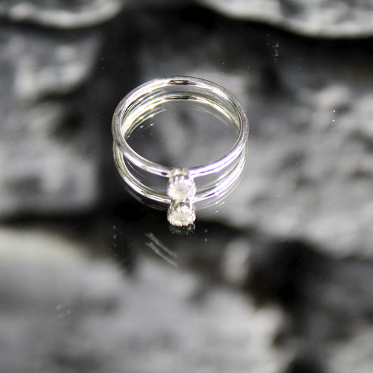 Regenbogen Mondstein Ring Silber