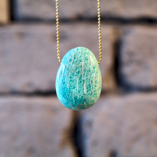 Amazonit Trommelstein Anhänger gebohrt