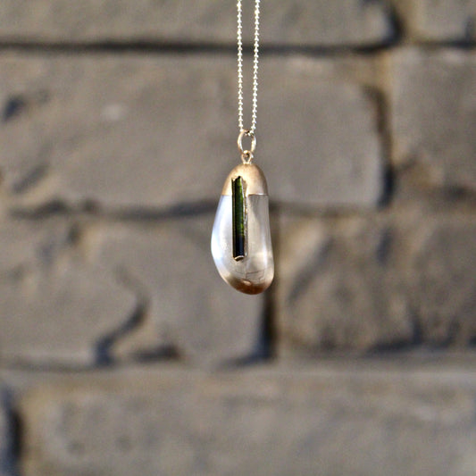 Bergkristall & Grüner Turmalin Anhänger | Vintage Collection