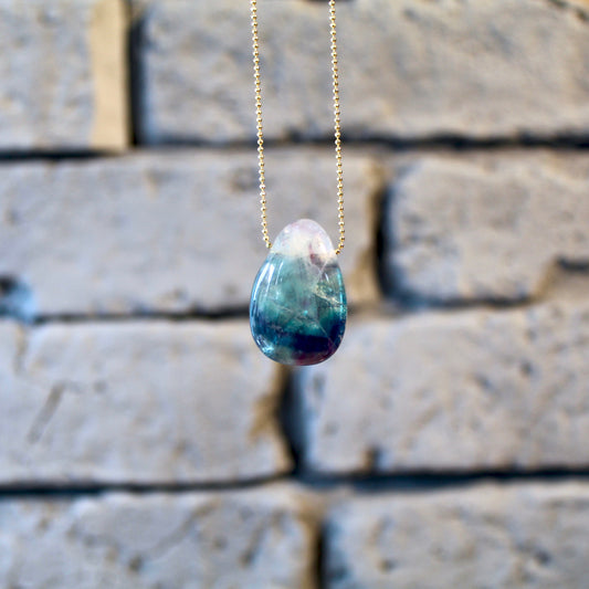 Fluorit Trommelstein Anhänger inkl. Lederband