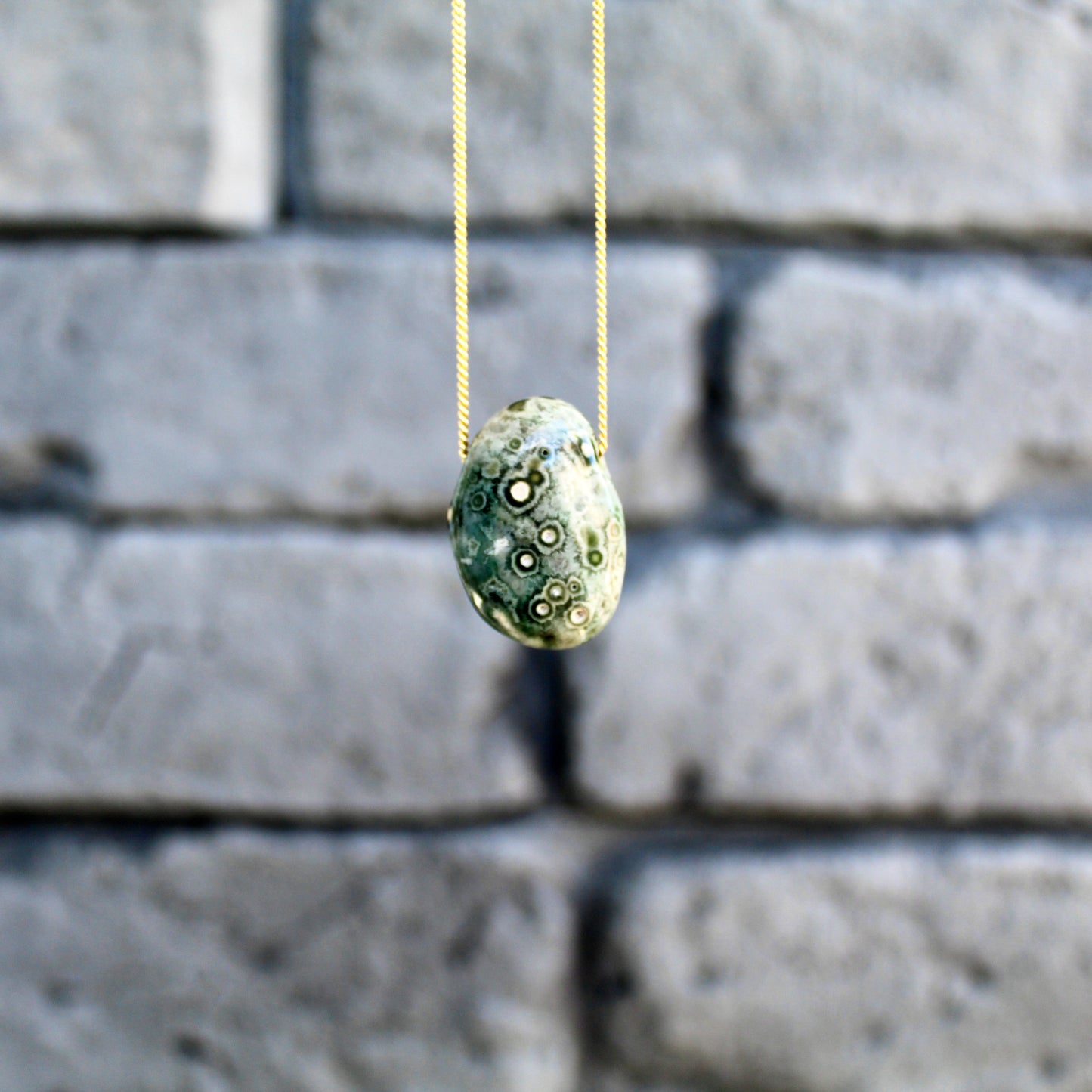 Ozean Jaspis - Anhänger Trommelstein gebohrt