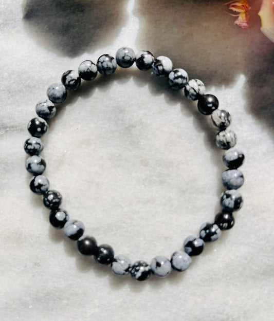 Schneeflocken Obsidian - Armband