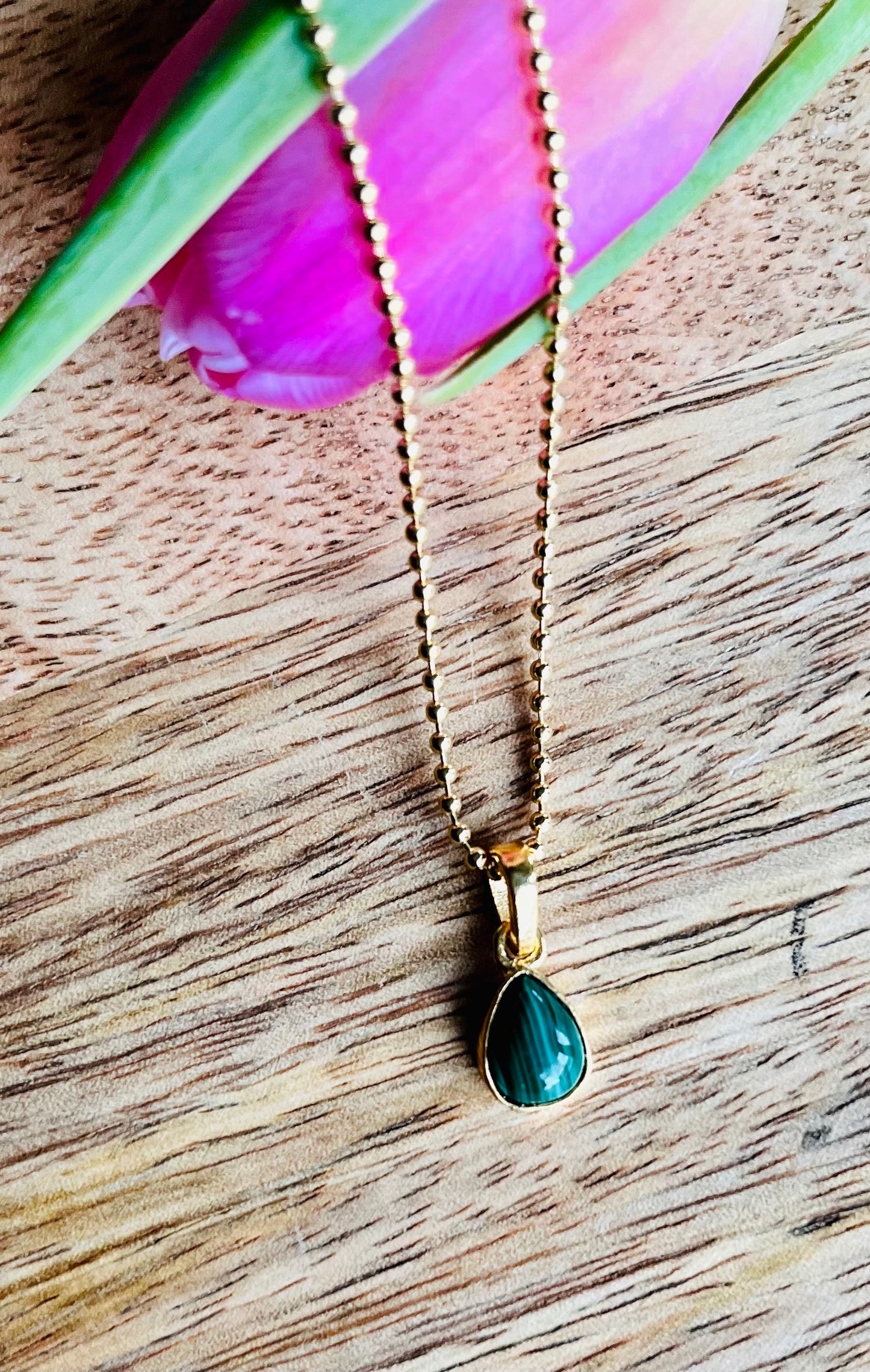 Malachit Anhänger 925 Silber | 24k Gold