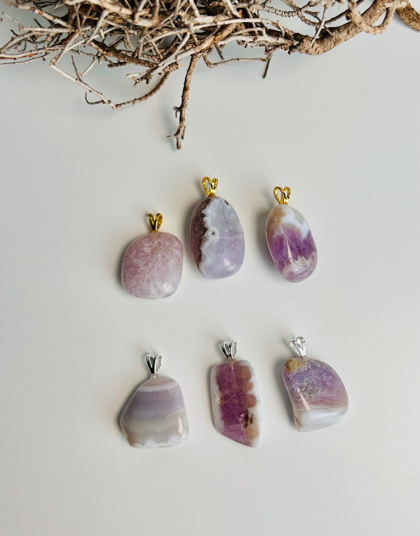 Amethyst Chalcedon Ketten Anhänger