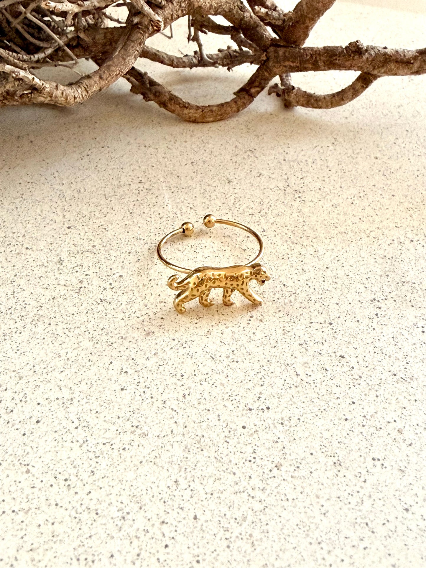 Savaria Edelstahlring Panther Muster verstellbar HejLuna
