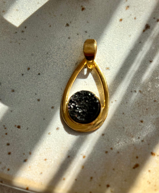 Druzyachat Anhänger Schwarz | Gold