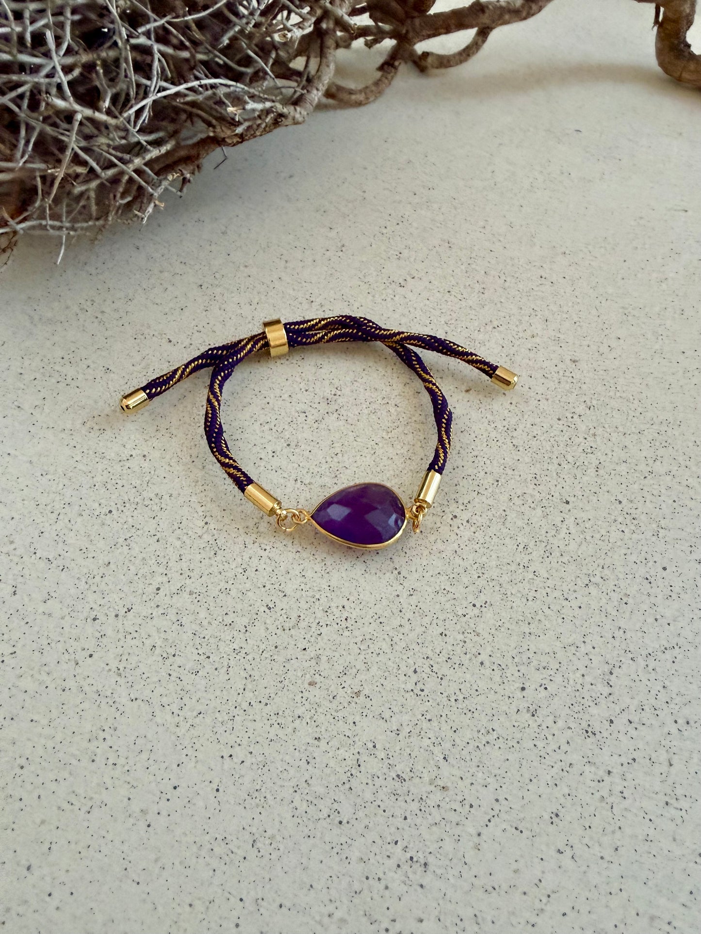 Greta - Kordelarmband mit Kristall