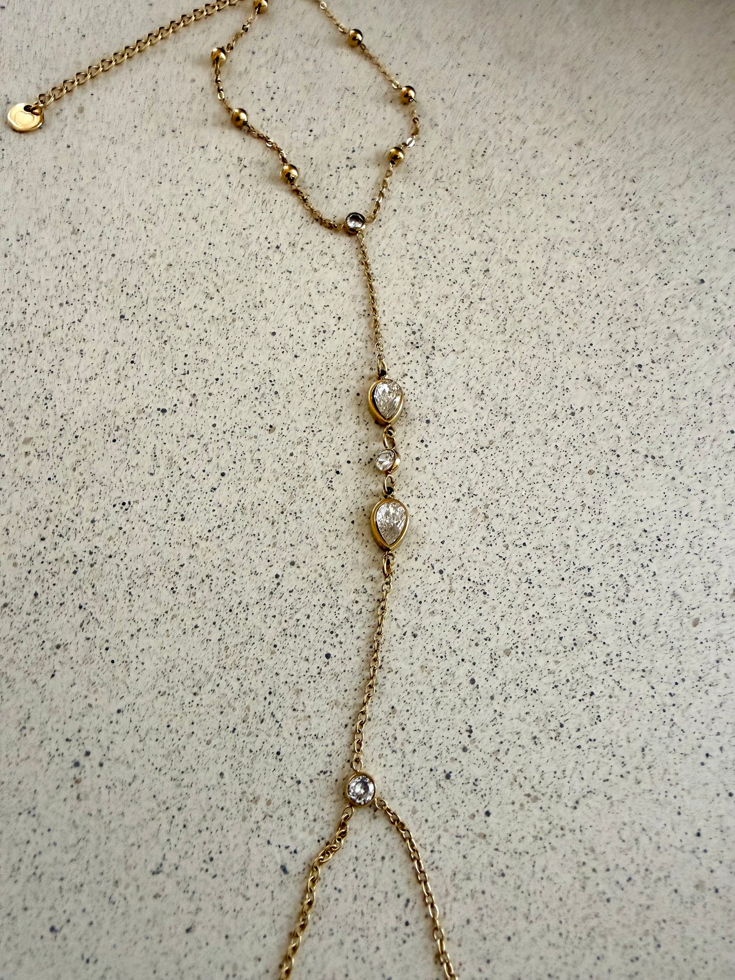 Edelstahl Handkette mit Strass 16x5 – Filigraner Handschmuck Damen, anlauffrei