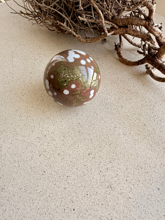 Ozeanjaspis Kugel Ø 4cm – Ozean-Chalcedon Handschmeichler | Edelsteinkugel Madagaskar