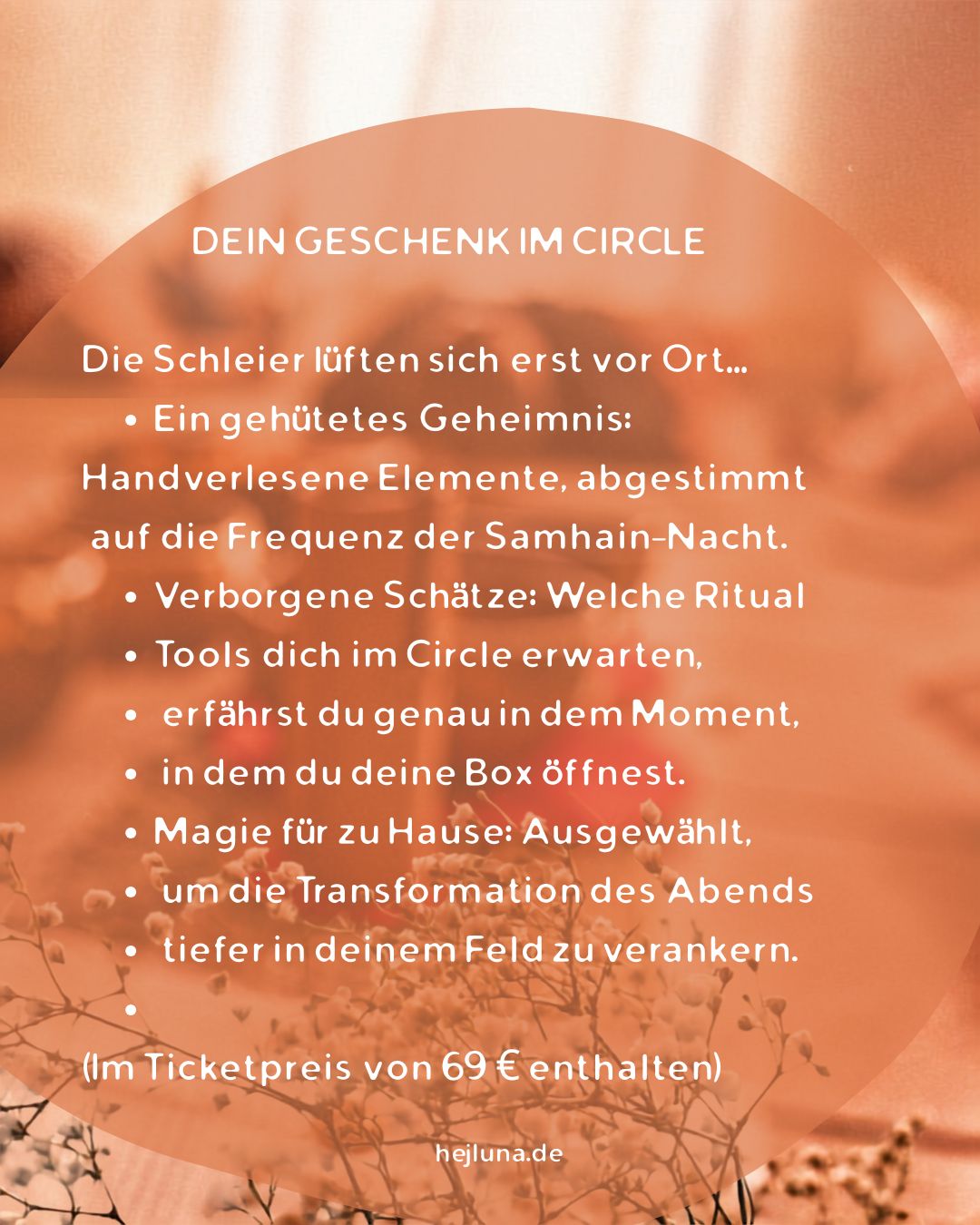 Ankündigung der geheimnisvollen Samhain Ritual Box. Text: Ein gehütetes Geheimnis mit handverlesenen Ritual-Tools für zu Hause.