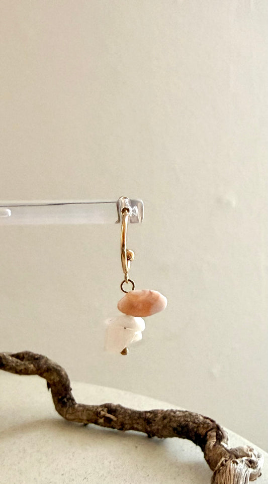 Halbcreolen · Ohrstecker  Tigerauge & Rosenquarz | Einzelstücke