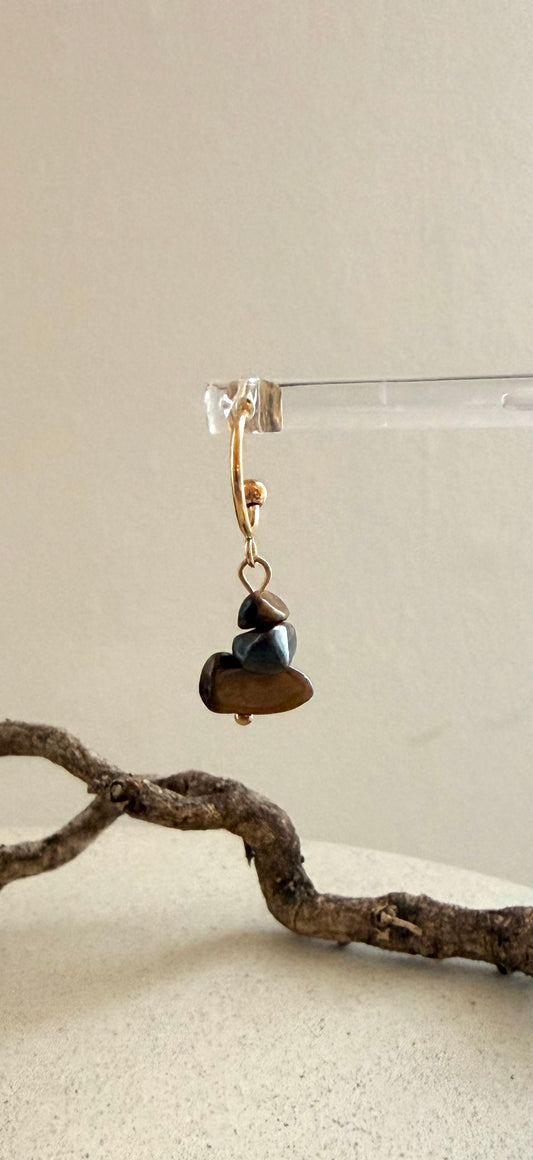 Halbcreolen · Ohrstecker  Tigerauge & Rosenquarz | Einzelstücke
