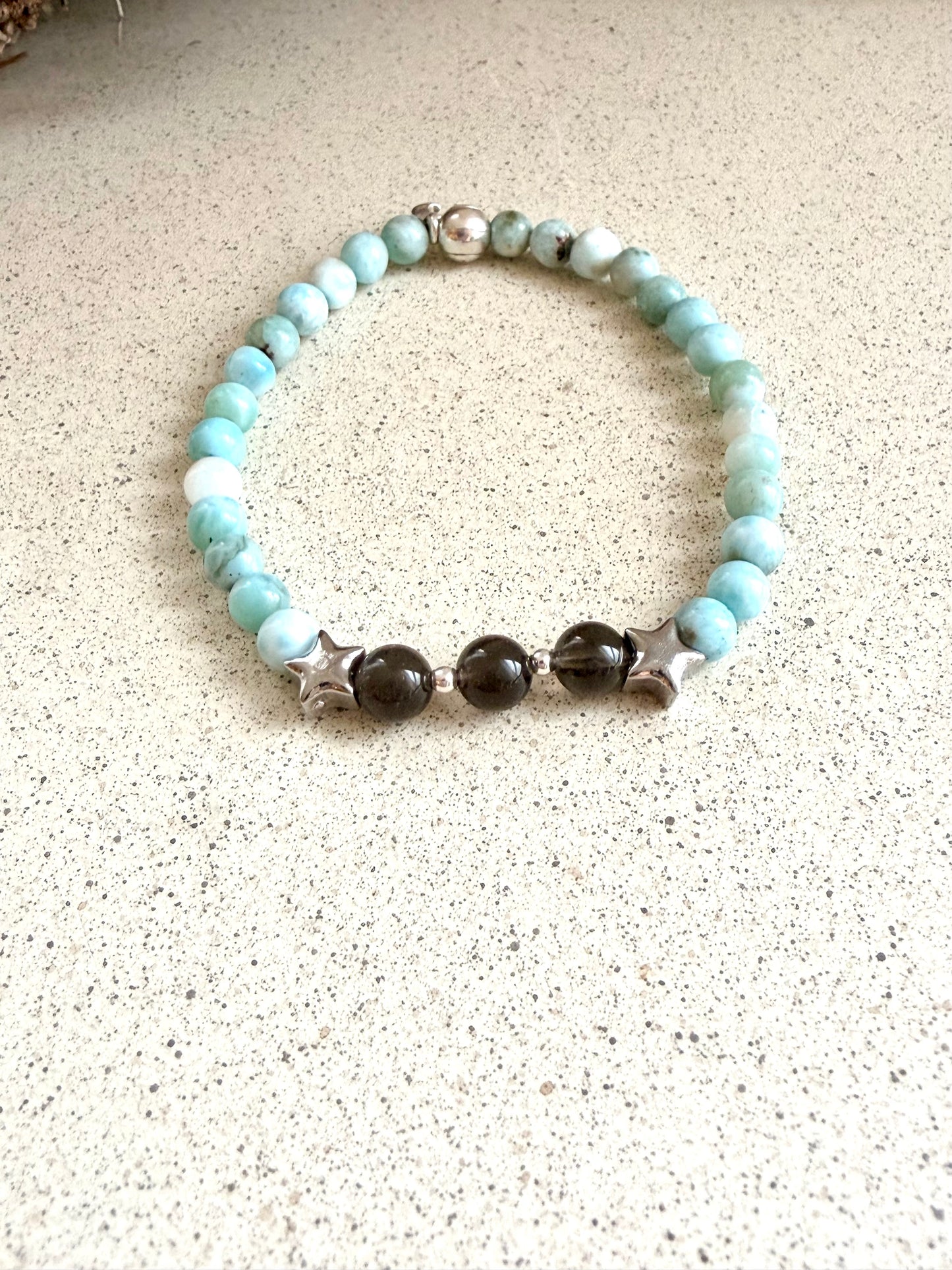 STARDUST COLLECTION – Tektit × Larimar Armband | Silber | Limitiert