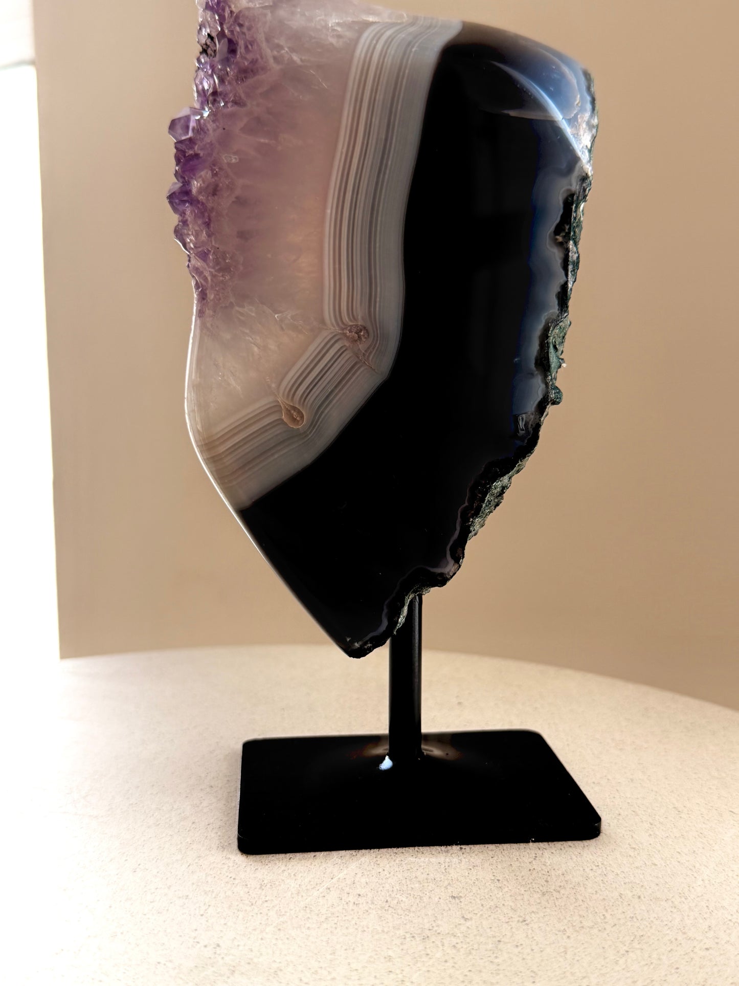 Amethyst-Achat-Scheibe – 19 x 9 cm