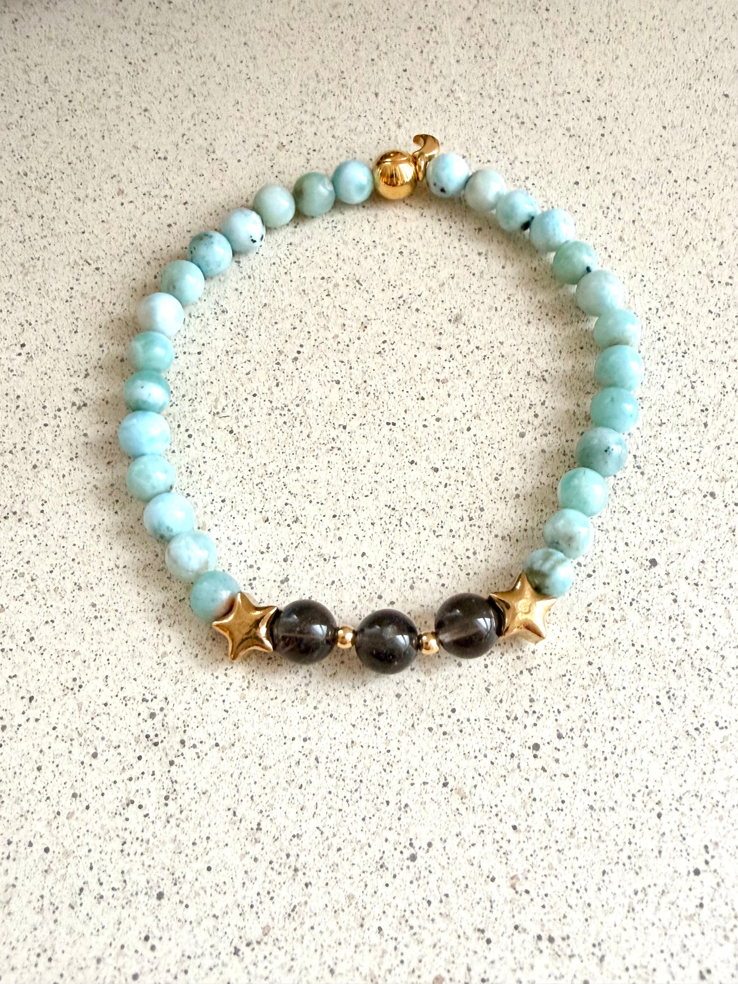 STARDUST COLLECTION – Tektit × Larimar Armband | Silber | Limitiert