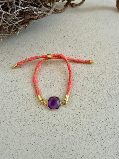 Greta - Kordelarmband mit Kristall