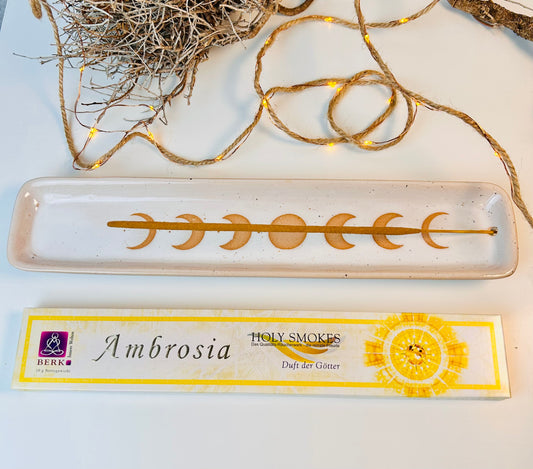 Keramik-Räucherstäbchenhalter mit Mondphasen