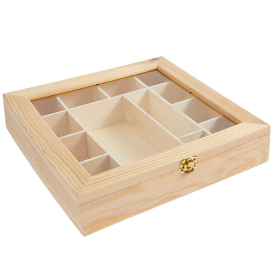 Sortierbox mit Sichtfenster aus Holz
