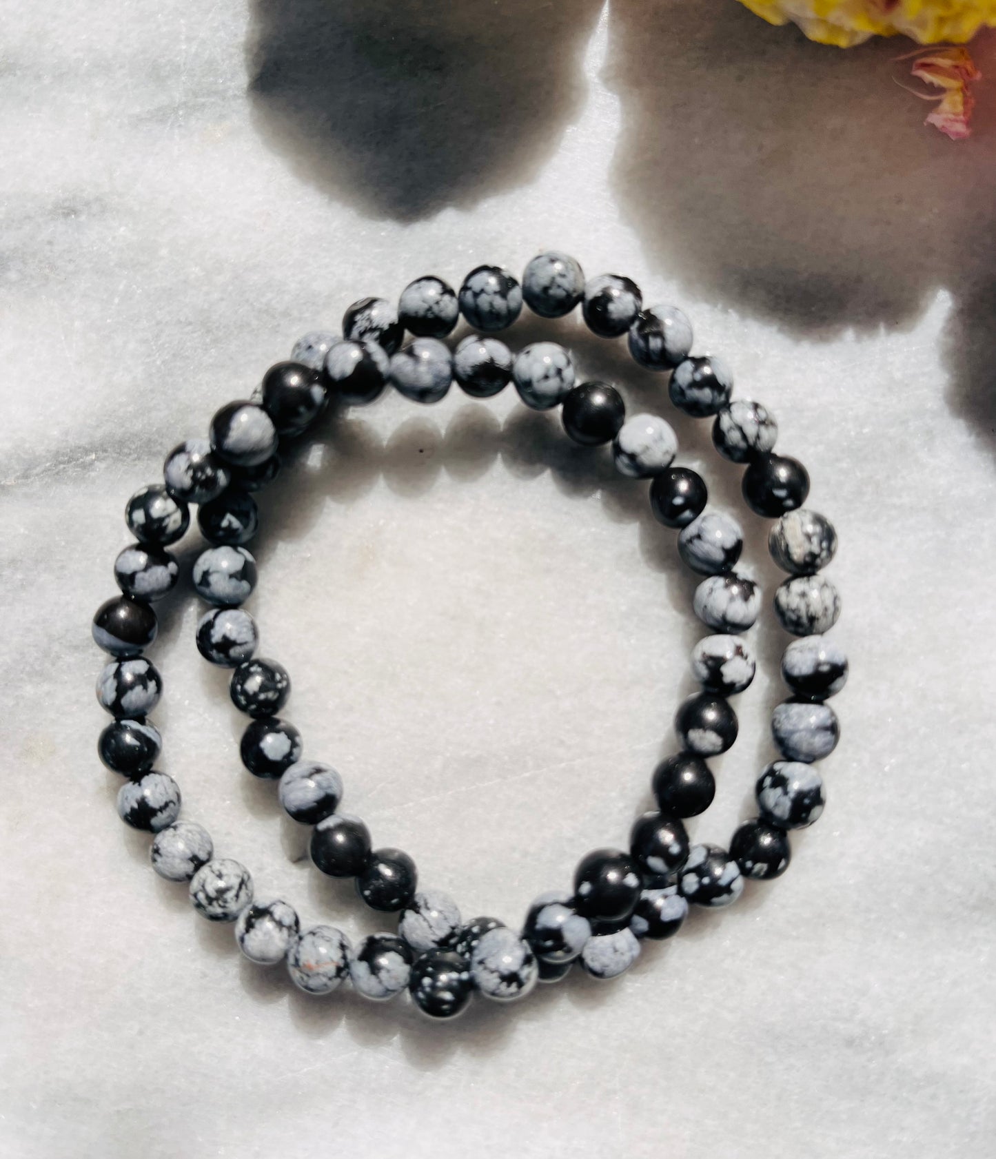 Schneeflocken Obsidian - Armband