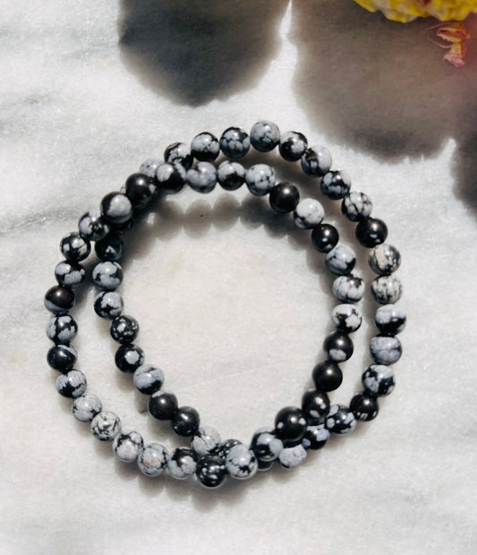 Schneeflocken Obsidian - Armband